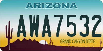 AZ license plate AWA7532