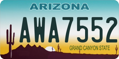 AZ license plate AWA7552