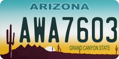AZ license plate AWA7603