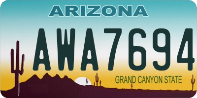 AZ license plate AWA7694