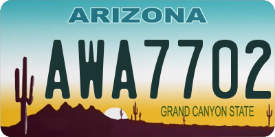 AZ license plate AWA7702