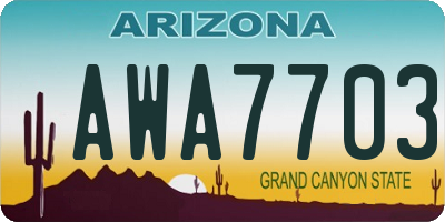 AZ license plate AWA7703