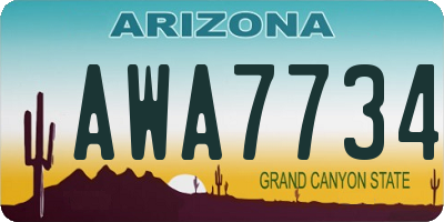 AZ license plate AWA7734