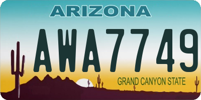 AZ license plate AWA7749