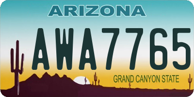 AZ license plate AWA7765