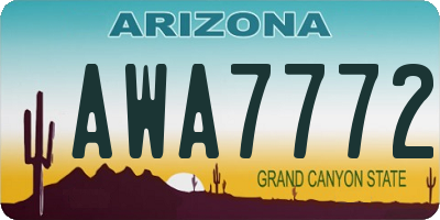 AZ license plate AWA7772
