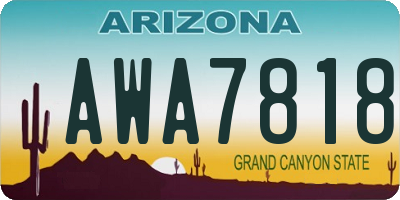 AZ license plate AWA7818