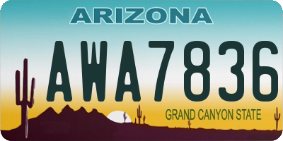 AZ license plate AWA7836