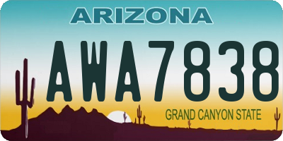 AZ license plate AWA7838