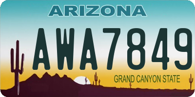 AZ license plate AWA7849