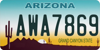 AZ license plate AWA7869