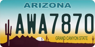 AZ license plate AWA7870