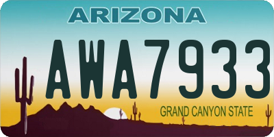 AZ license plate AWA7933