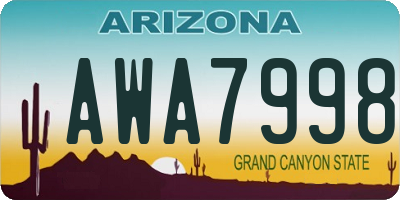 AZ license plate AWA7998