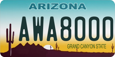 AZ license plate AWA8000