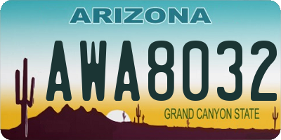 AZ license plate AWA8032
