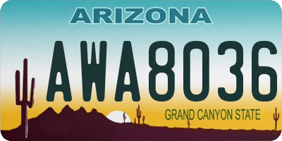 AZ license plate AWA8036