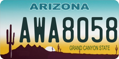 AZ license plate AWA8058