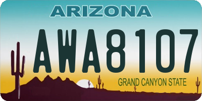 AZ license plate AWA8107