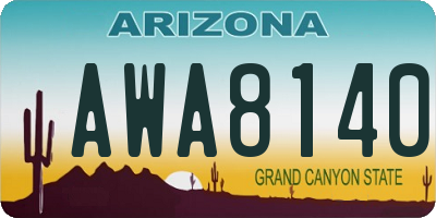AZ license plate AWA8140