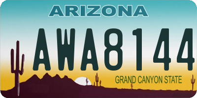 AZ license plate AWA8144