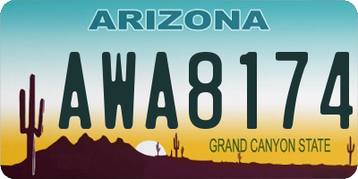 AZ license plate AWA8174
