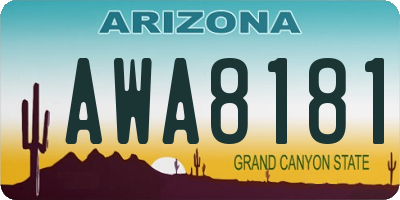 AZ license plate AWA8181