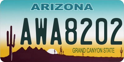 AZ license plate AWA8202