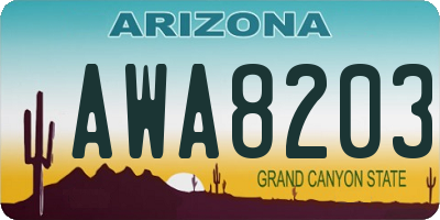 AZ license plate AWA8203