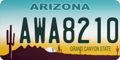 AZ license plate AWA8210