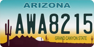 AZ license plate AWA8215
