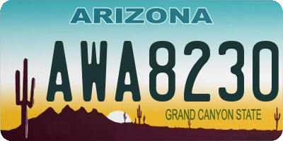 AZ license plate AWA8230