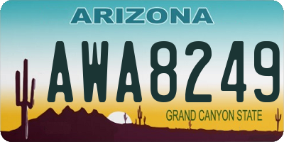 AZ license plate AWA8249