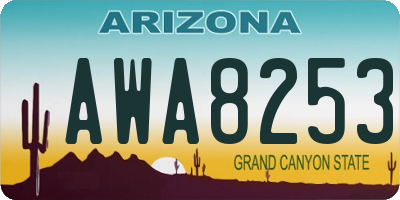 AZ license plate AWA8253