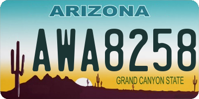 AZ license plate AWA8258