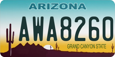 AZ license plate AWA8260