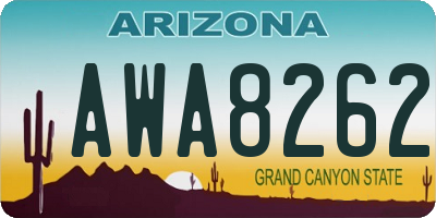 AZ license plate AWA8262