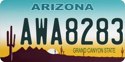 AZ license plate AWA8283