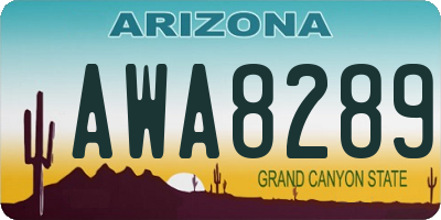 AZ license plate AWA8289
