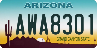 AZ license plate AWA8301