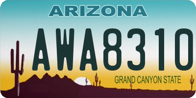 AZ license plate AWA8310