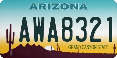 AZ license plate AWA8321