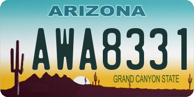 AZ license plate AWA8331