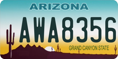 AZ license plate AWA8356