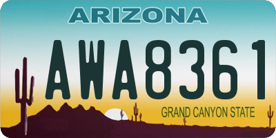AZ license plate AWA8361