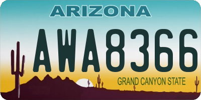 AZ license plate AWA8366