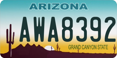 AZ license plate AWA8392