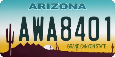AZ license plate AWA8401