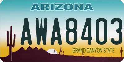 AZ license plate AWA8403