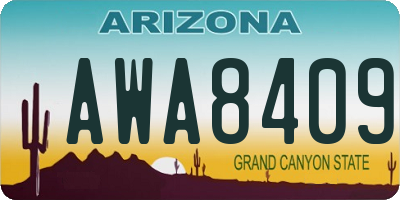 AZ license plate AWA8409